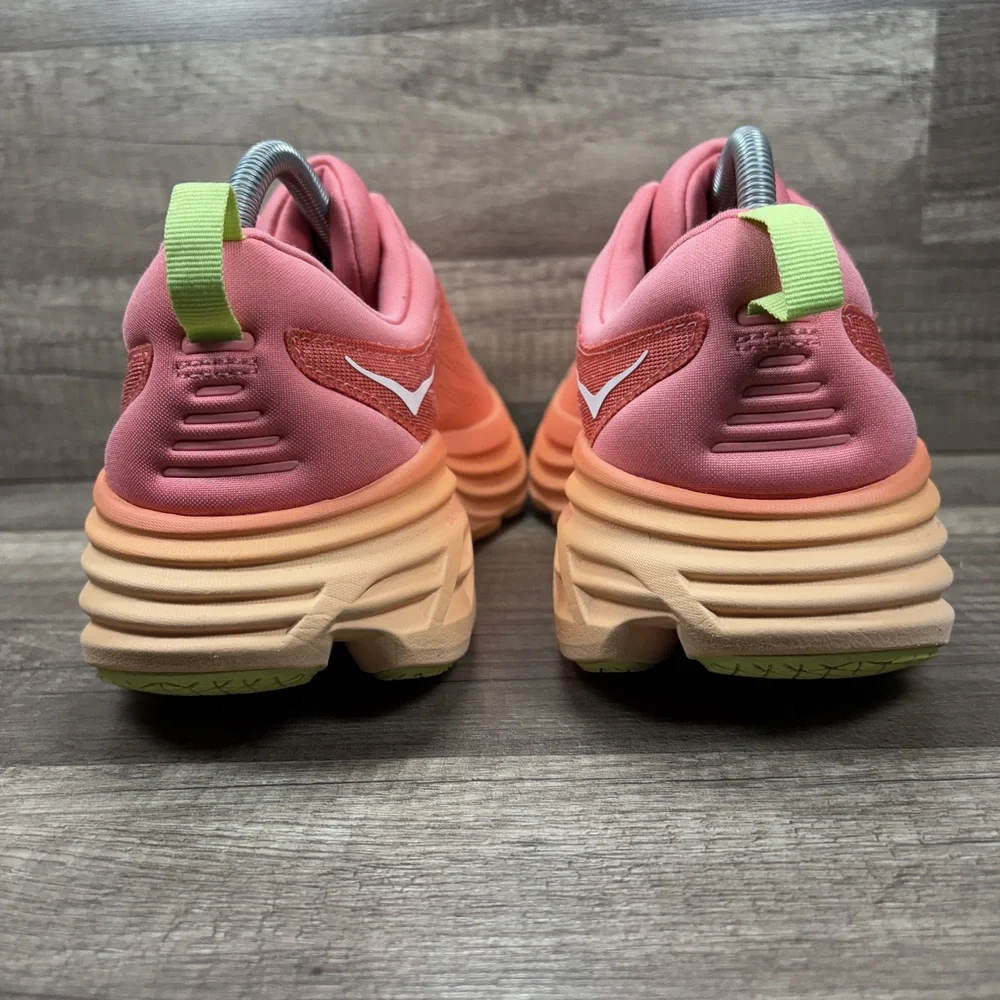Hoka Bondi 8 Pink Orange Womens US Size 11 EUR 44 1127952 CPPY Running Shoes